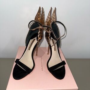 Sophia Webster Evangeline Black and Rose Gold Wing Sandals